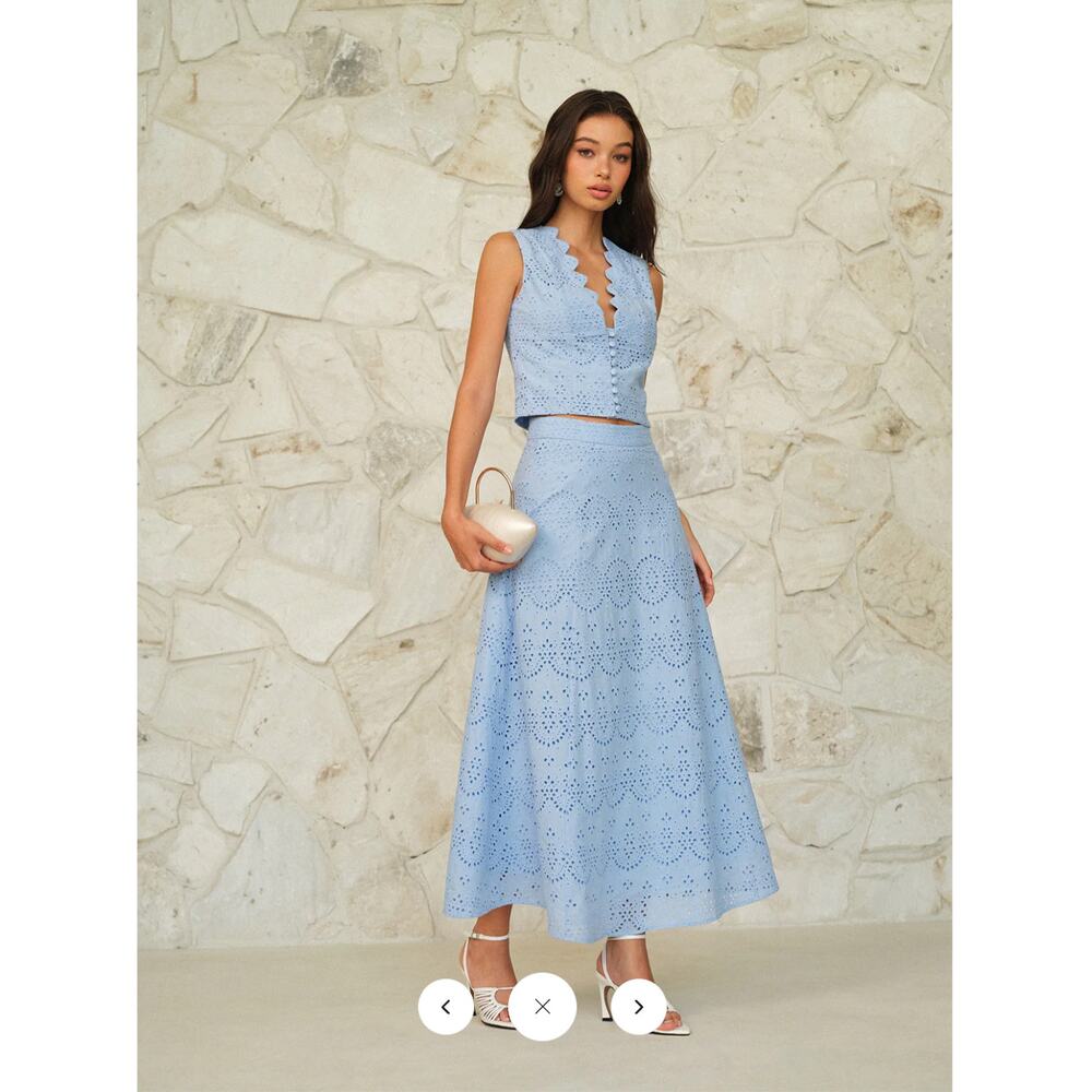 Commense Eyelet Pattern Maxi Skirt Varius Sizes